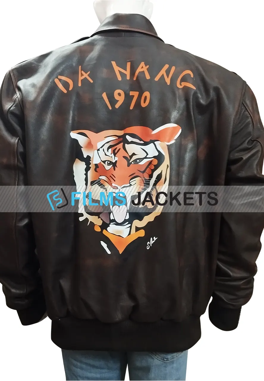 The A Team Da Nang 1970 Brown Leather Jacket 1970 howling-mad murdock jacket