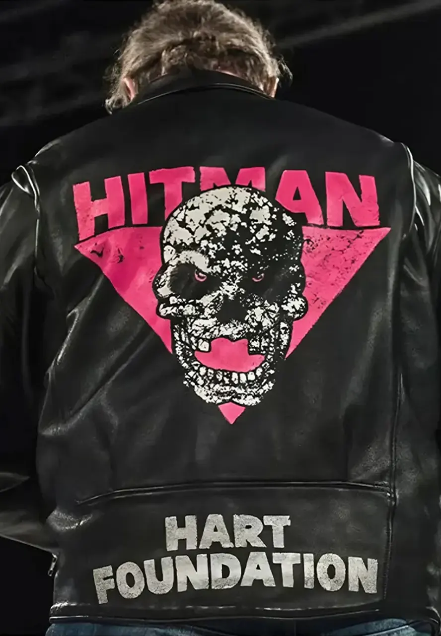 Foundation Bret Hart Biker Jacket hart foundation hitman jacket