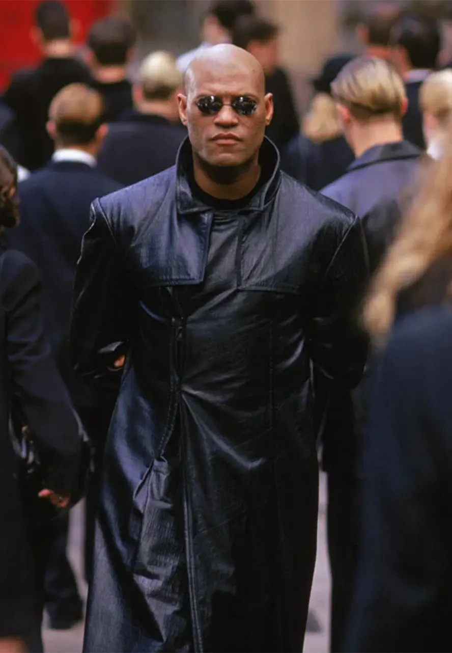 The Matrix Laurence Fishburne Black Leather Coat alligator the matrix morpheus leather coat