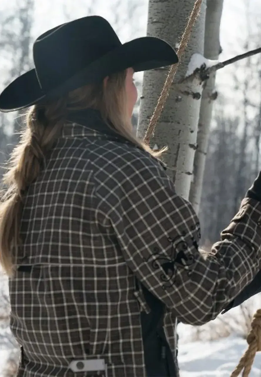 Amber Fleming Heartland Plaid Checkered Jacket amy fleming jacket