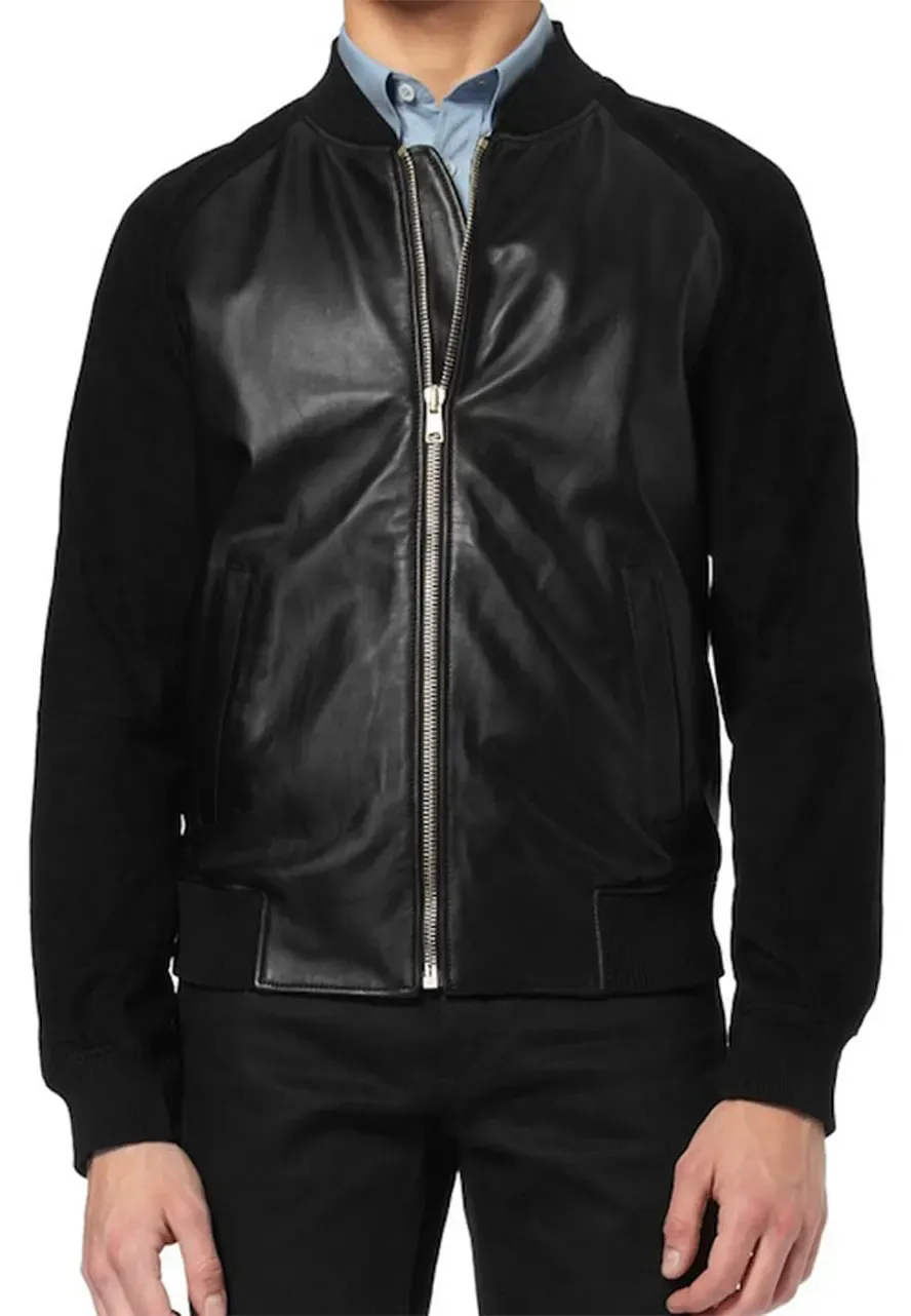 Andrew Garfield Black Suede Sleeves Jacket andrew garfield leather jacket