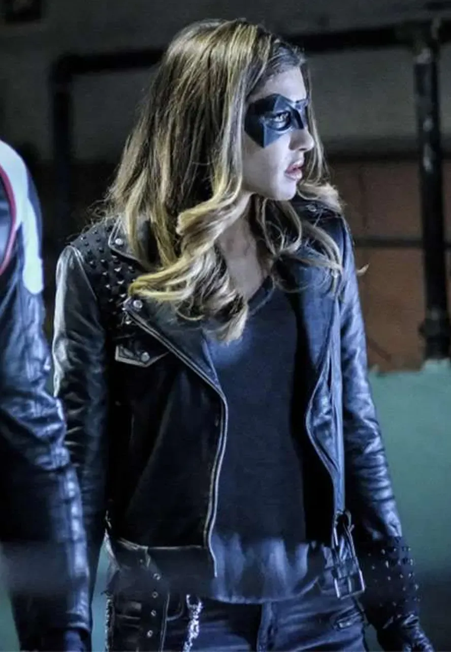 Arrow Dinah Drake Blue Leather Jacket arrow dinah drake jacket