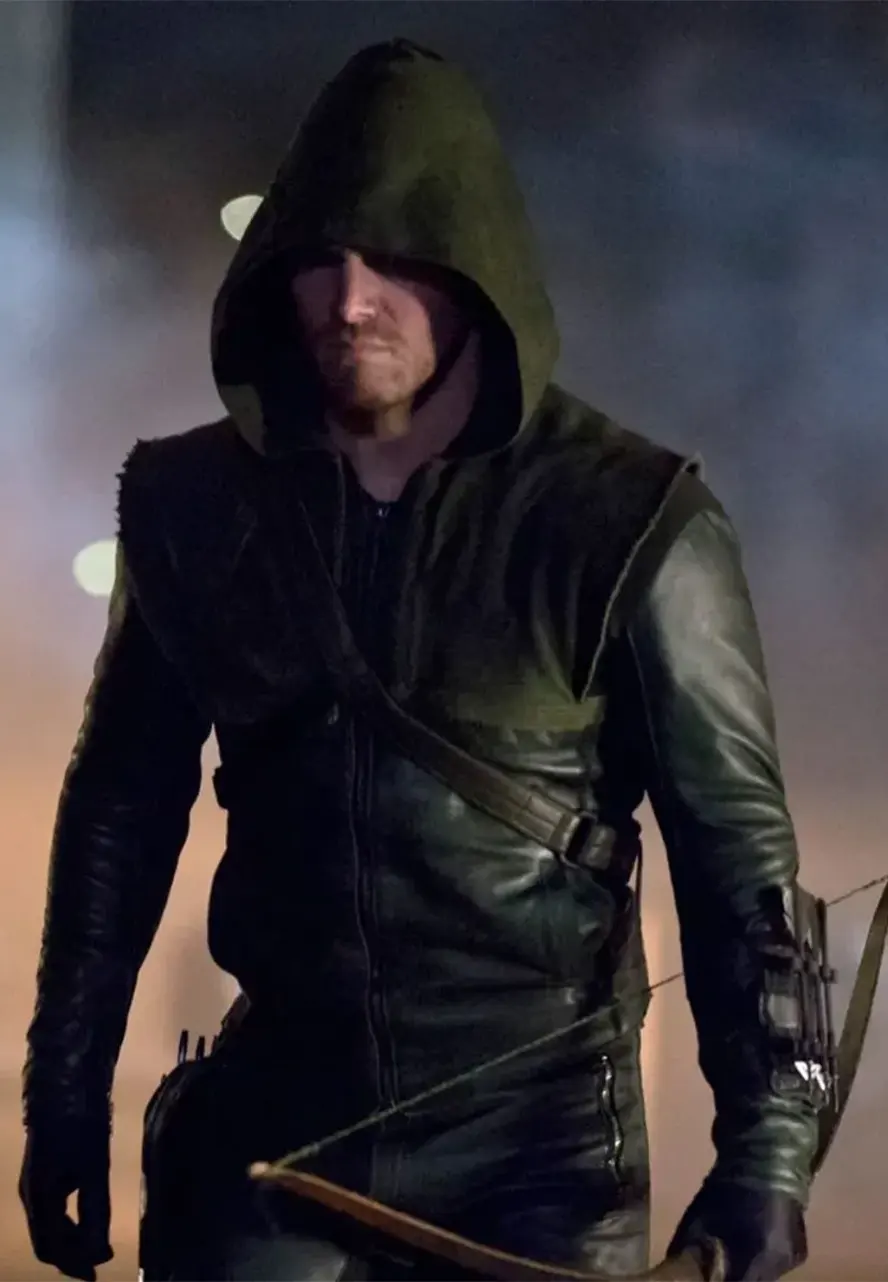 Stephen Amell Green Arrow Leather Jacket arrow green leather jacket