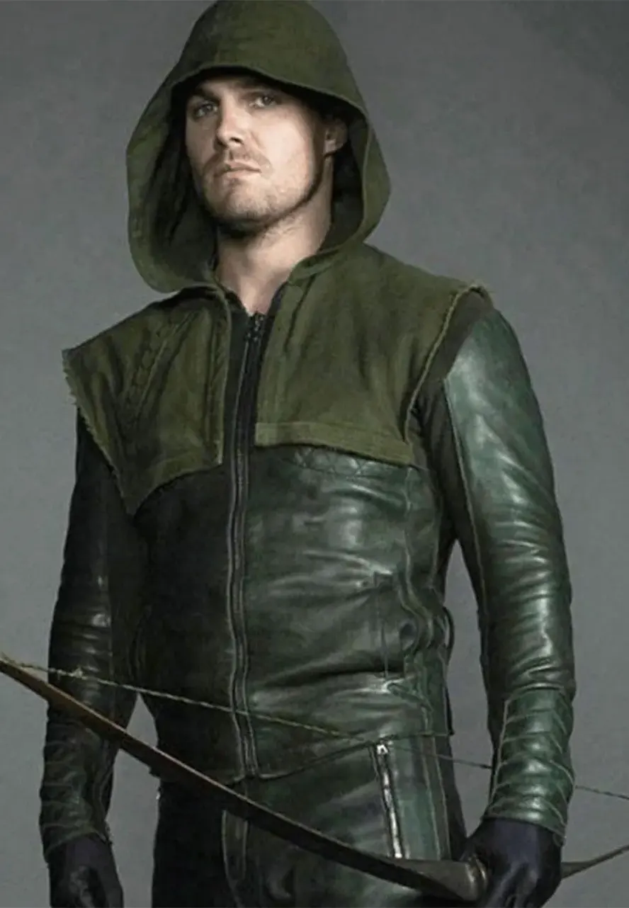 Stephen Amell Green Arrow Leather Jacket arrow hoodie