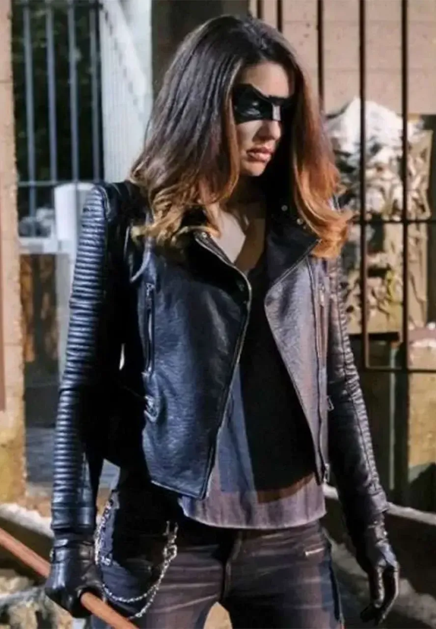 Arrow Dinah Drake Padded Leather Jacket arrow juliana harkavy biker leather jacket