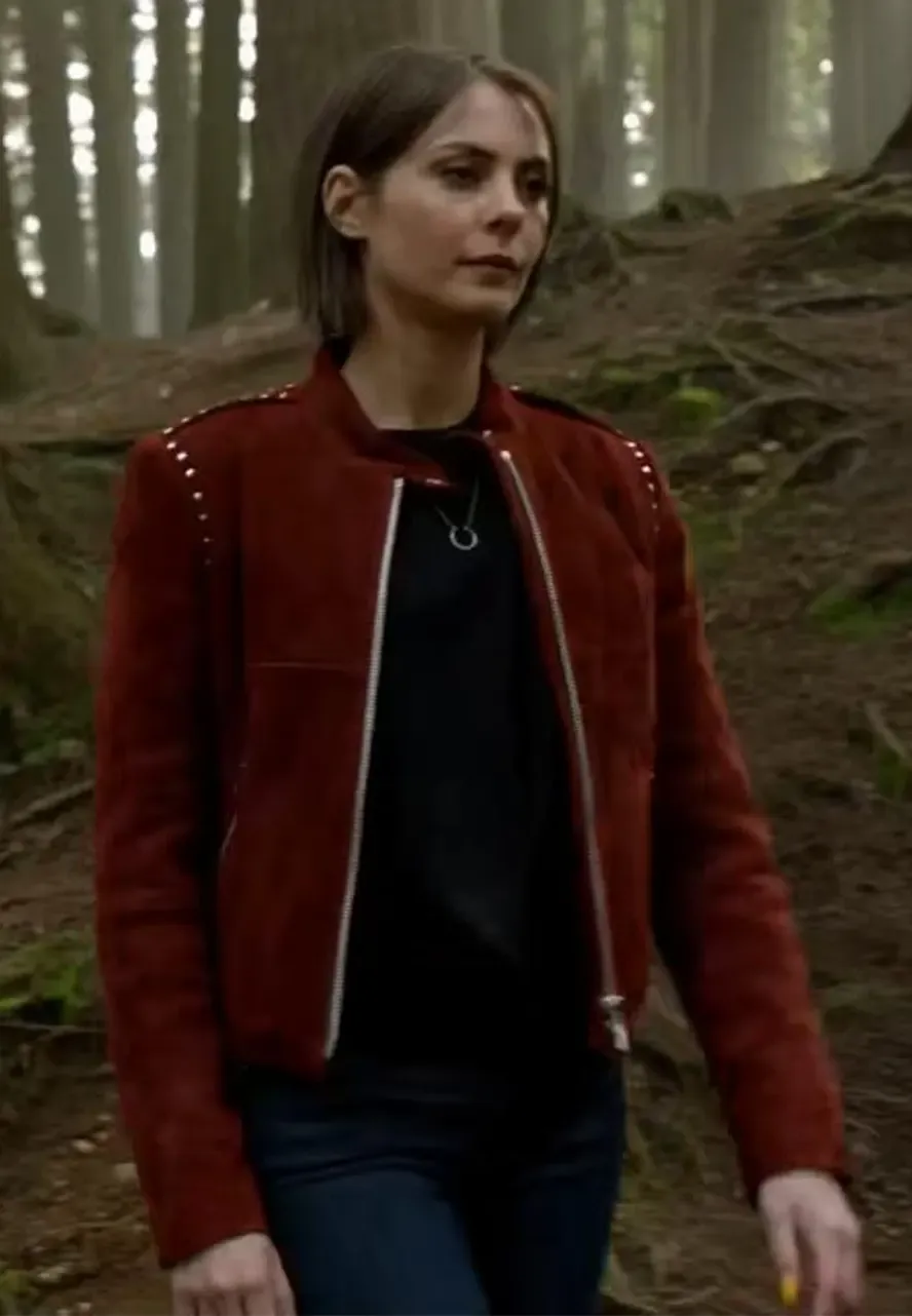 Arrow S05 Thea Queen Studded Suede Jacket arrow season 5 holland red suede biker jacket