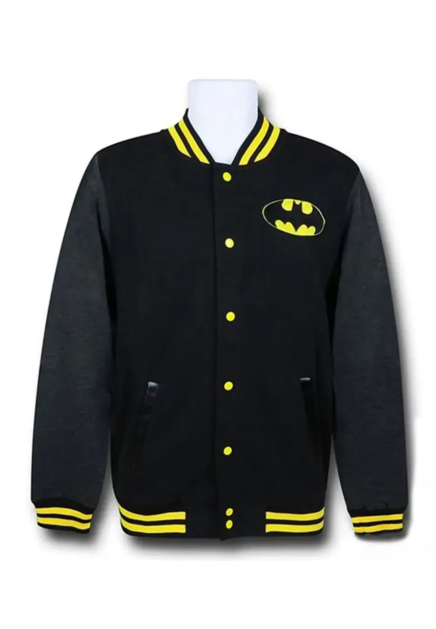 Batman Logo Black Varsity Jacket batman logo black varsity jacket