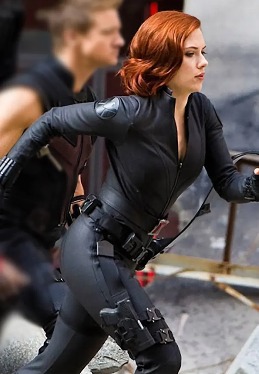 The Avengers Black Widow Leather Jacket black widow avengers jacket