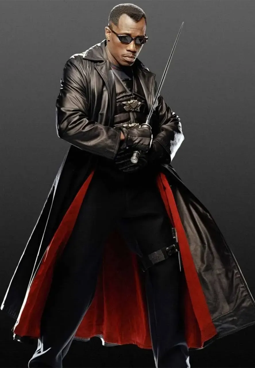 Wesley Snipes Blade Leather Jacket blade trench coat