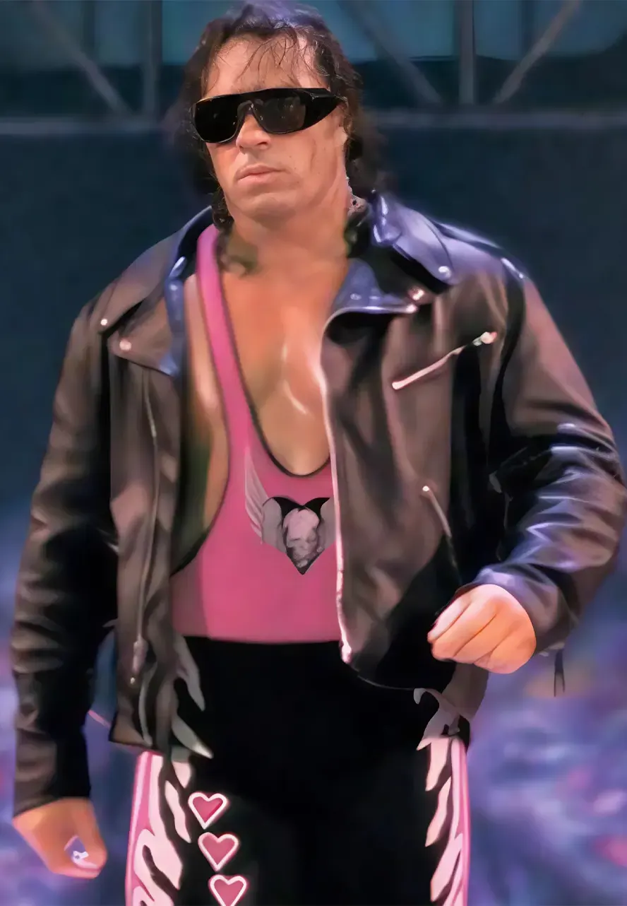 Foundation Bret Hart Biker Jacket bret the hitman hart jacket