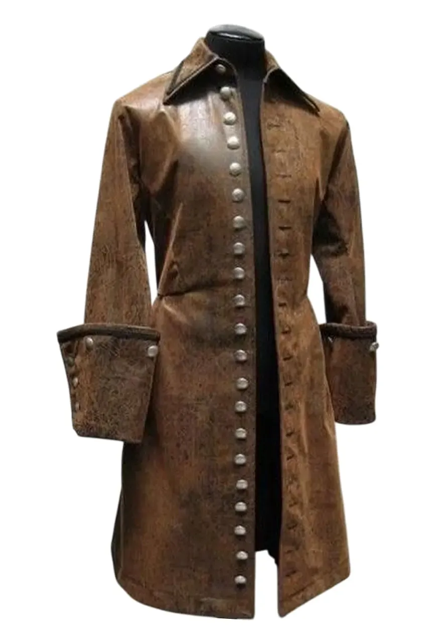 Men's Pirate Steampunk Captain Leather Coat captain leather coat
