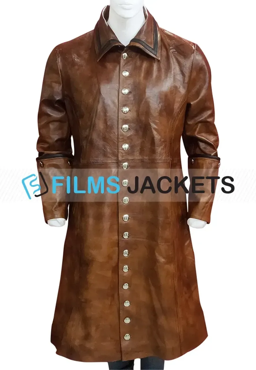 Men's Pirate Steampunk Captain Leather Coat captain steampunk pirate brown coat