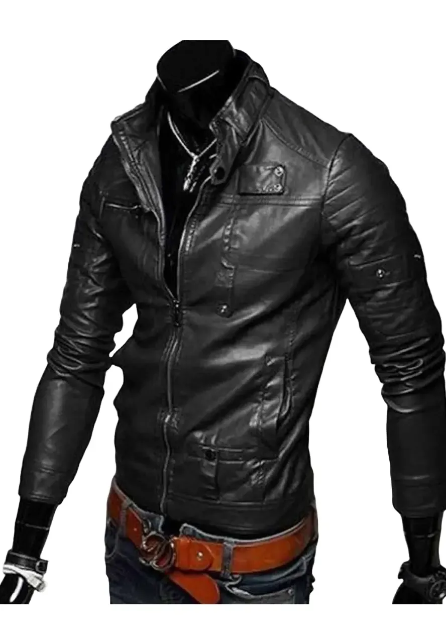 Men’s Slim Fit Casual Wear Leather Jacket casual wear leather jacket