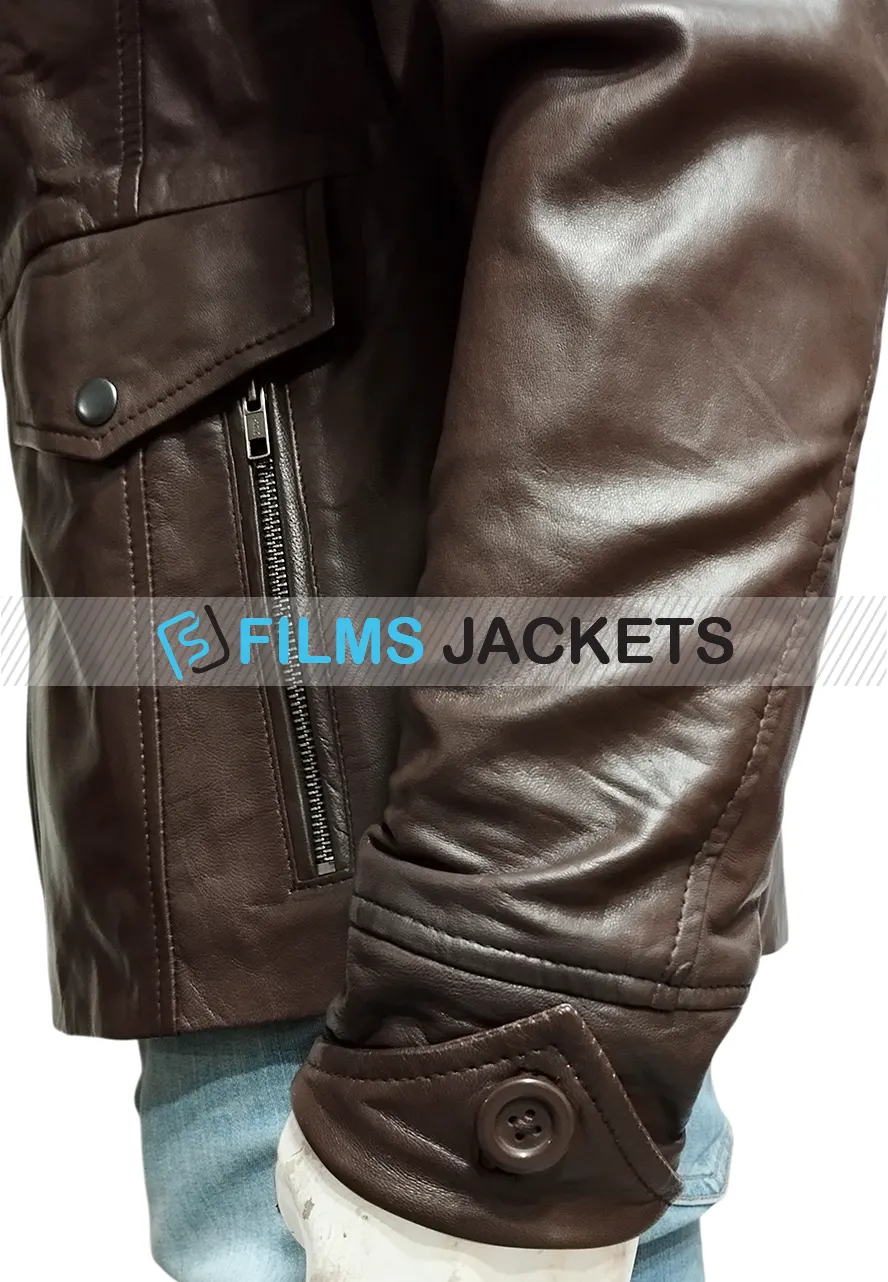 Charlie Wax From Paris With Love John Travolta Leather Jacket charlie wax brown leather jacket