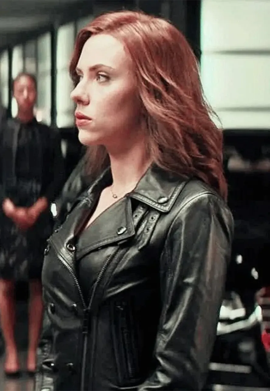 Scarlett Johansson Civil War Black Leather Jacket civil war jacket