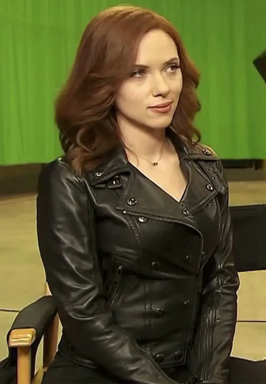Scarlett Johansson Civil War Black Leather Jacket civil war leather jacket