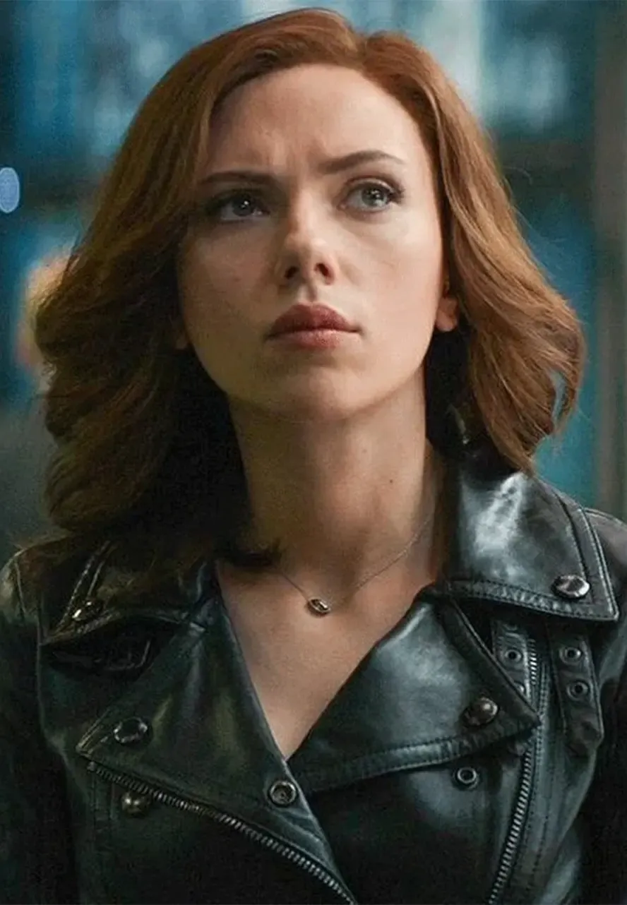 Scarlett Johansson Civil War Black Leather Jacket civil war scarlett johansson leather jacket