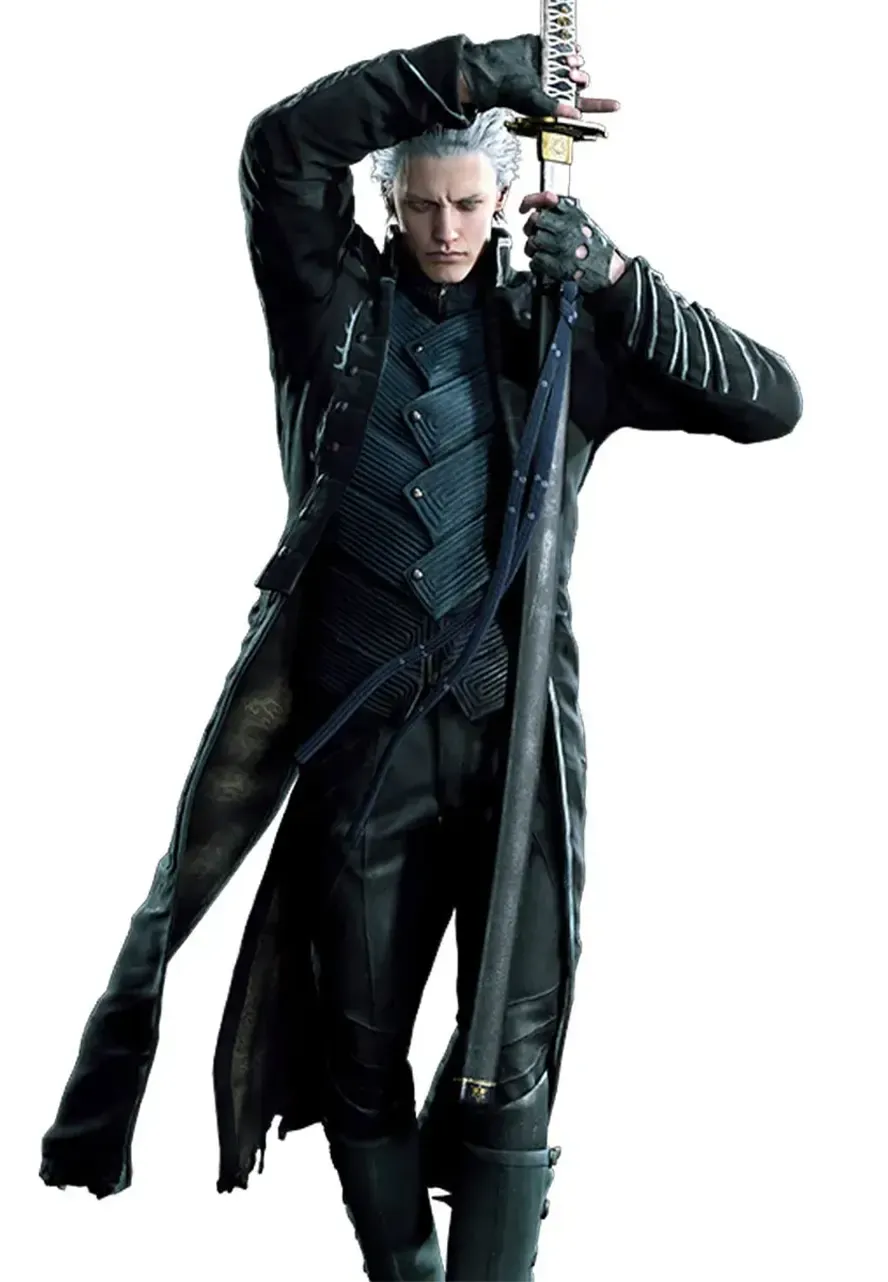 Devil May Cry 5 Vergil Black Leather Coat devil may cry 5 vergil leather coat
