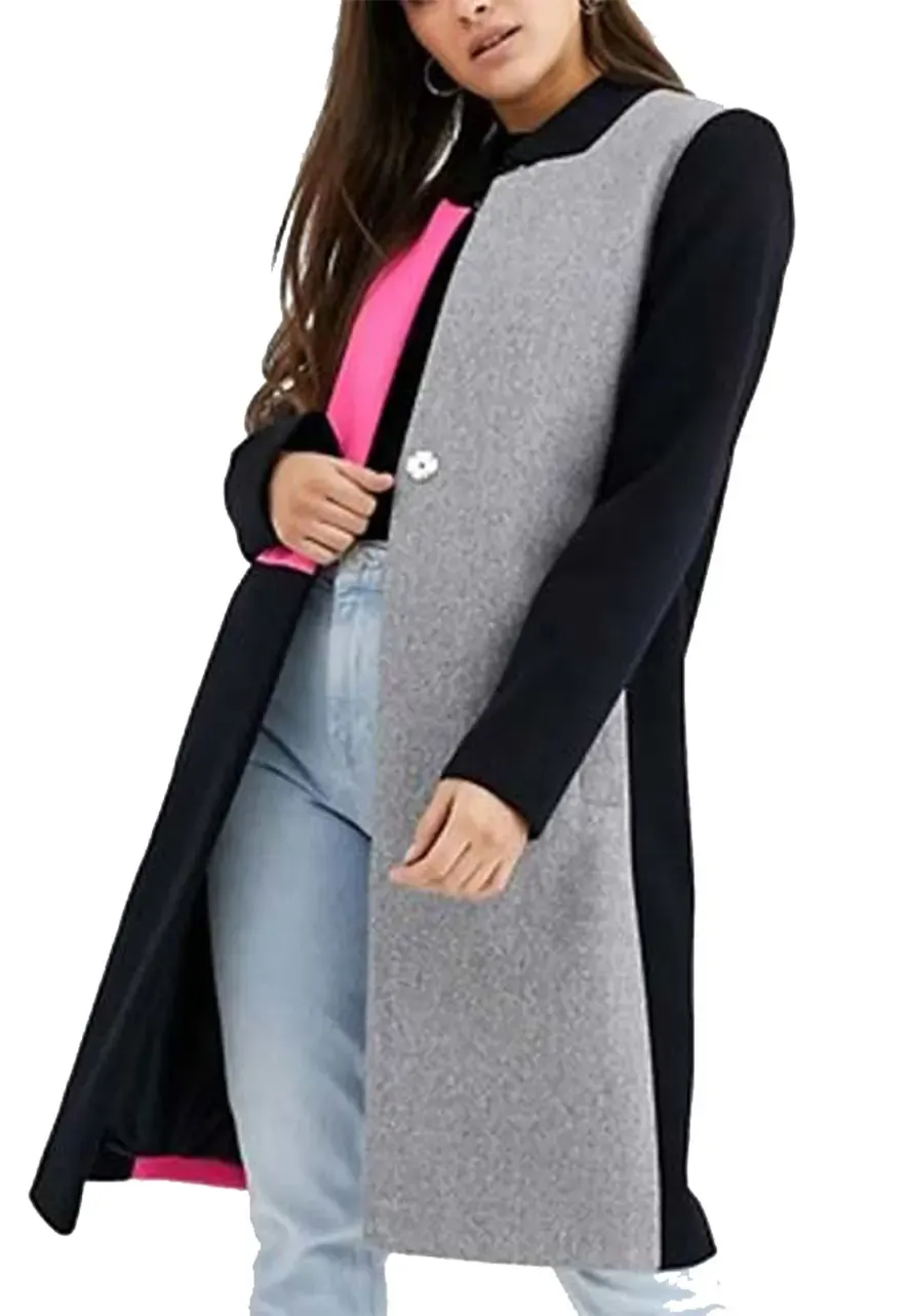 Emily in Paris Lily Collins Color Block Wool Coat emily in paris cooper color block coat