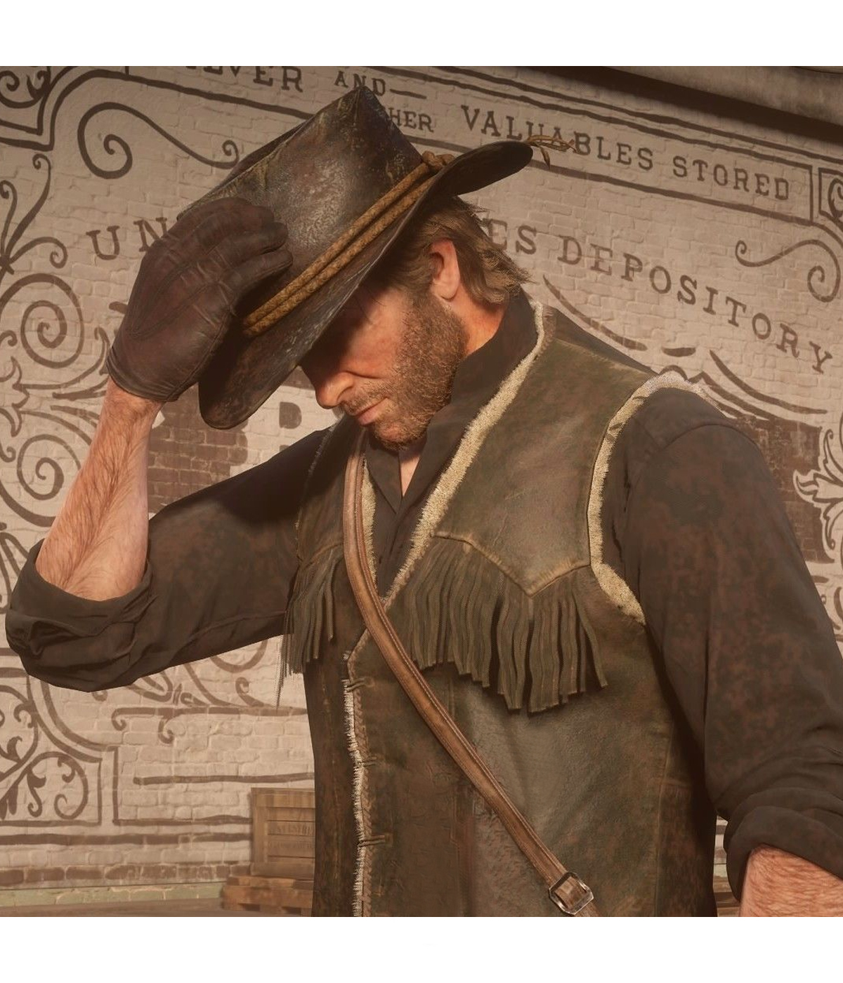 RDR2 Arthur Morgan Shearling Fringe Leather Vest fringed leather vest