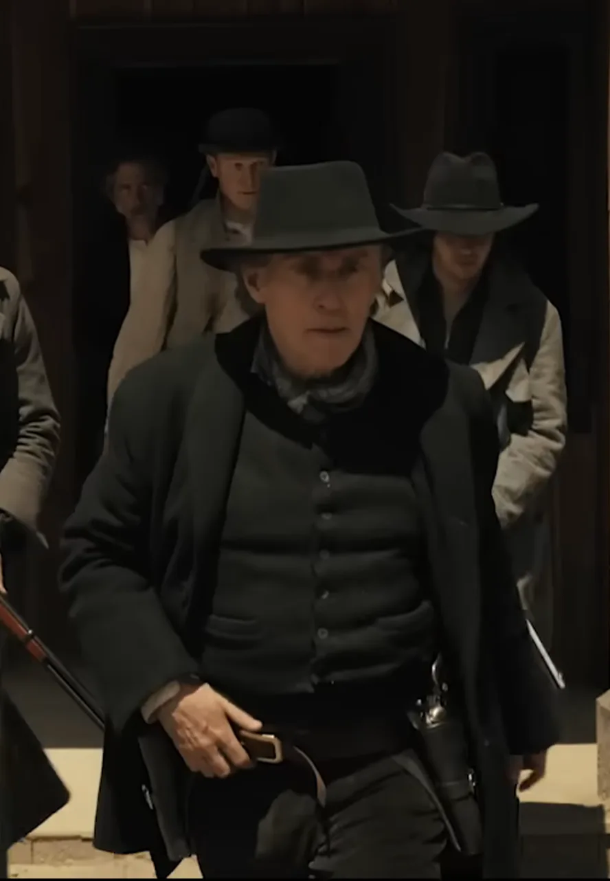 Murder at Yellowstone City Gabriel Byrne Black Coat gabriel byrne sheriff ambrose black coat