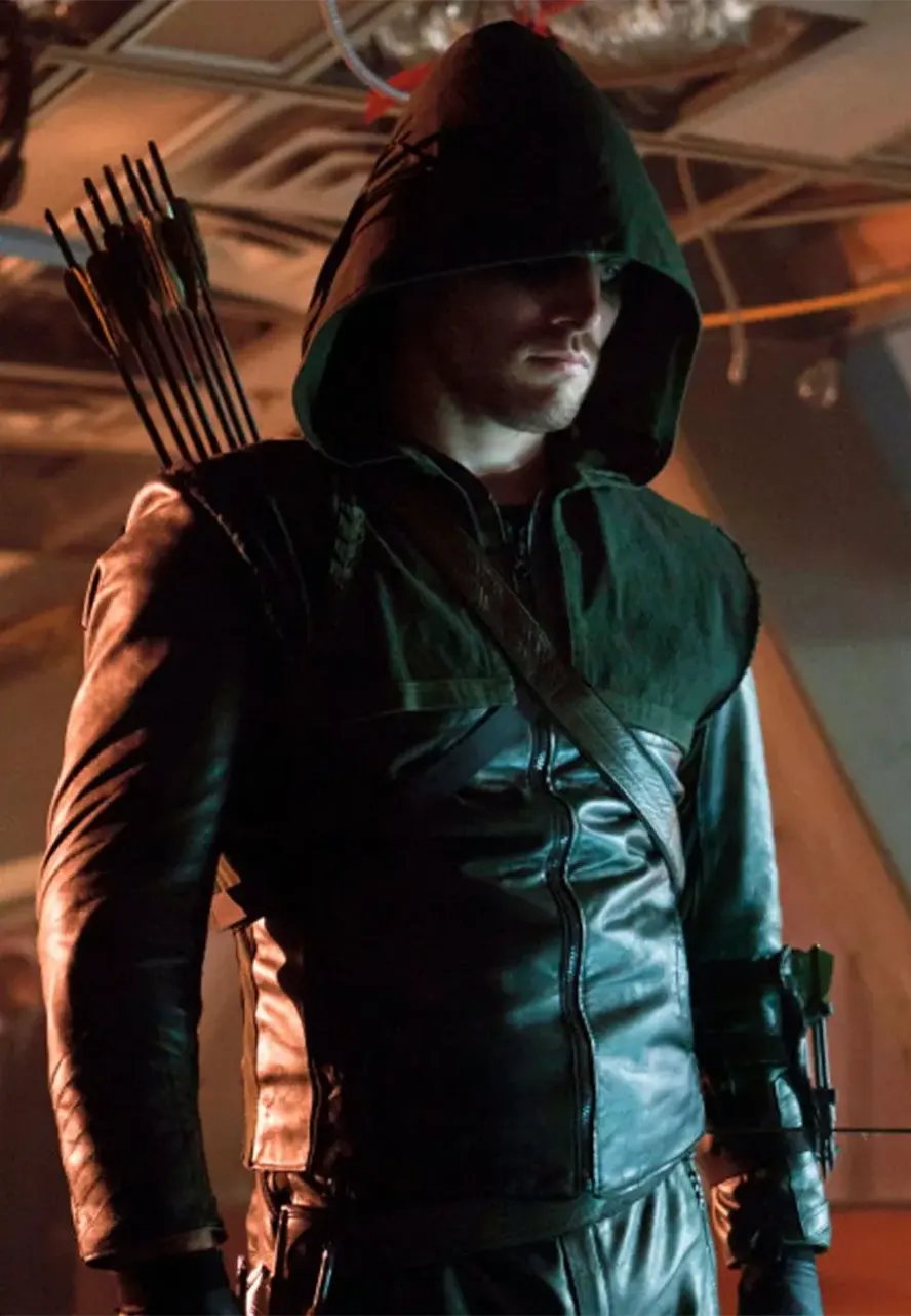 Stephen Amell Green Arrow Leather Jacket green leather jacket