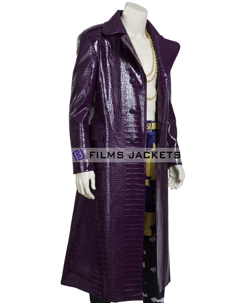 Suicide Squad Joker Purple Leather Coat joker leather coat