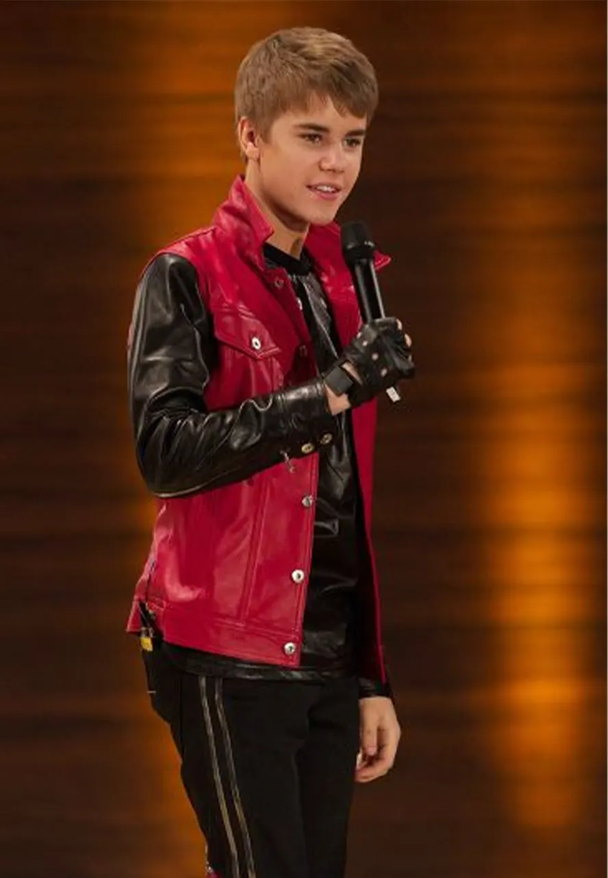 Justin Bieber Red and Black Jacket justin bieber leather jacket