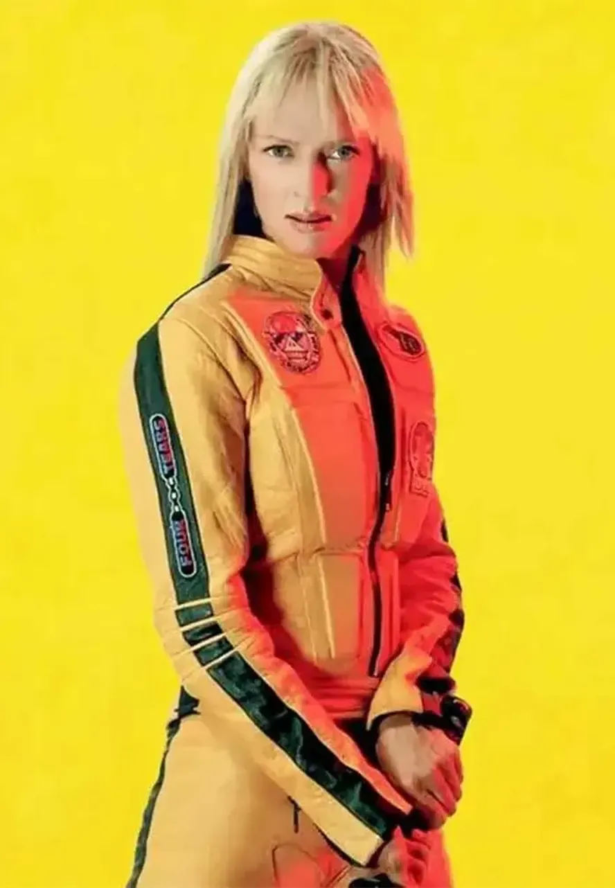 Kill Bill Uma Thurman Yellow Biker Jacket kill bill yellow leather jacket