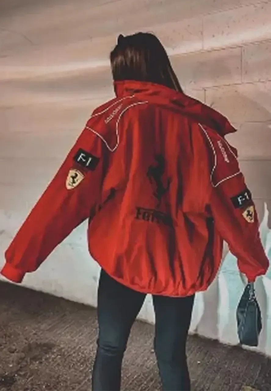 Ferrari Lana Del Rey Bomber Jacket lana del rey ferrari red jacket