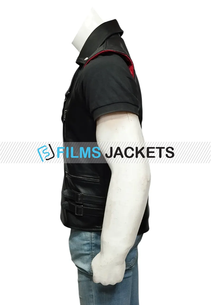 Men's MC Club Black Leather Straight To Hell Vest mc club straight to hel vest