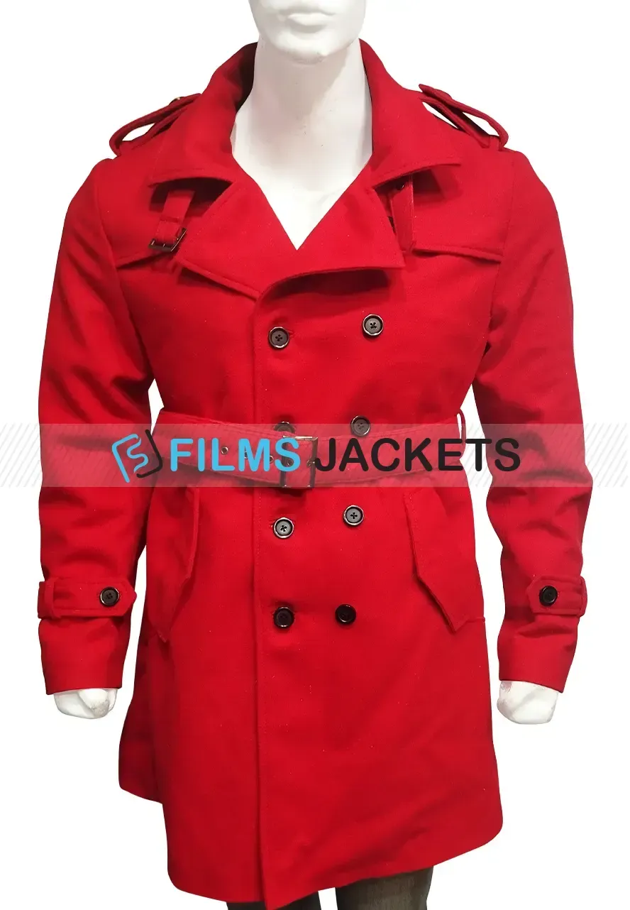 Men's Double Breasted Street Wear Coat men street wear double breasted red coat