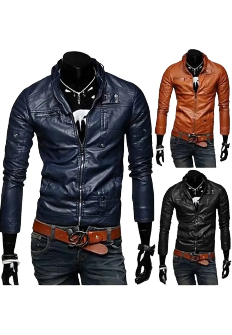 Men’s Slim Fit Casual Wear Leather Jacket mens casual slim fit leather jacket