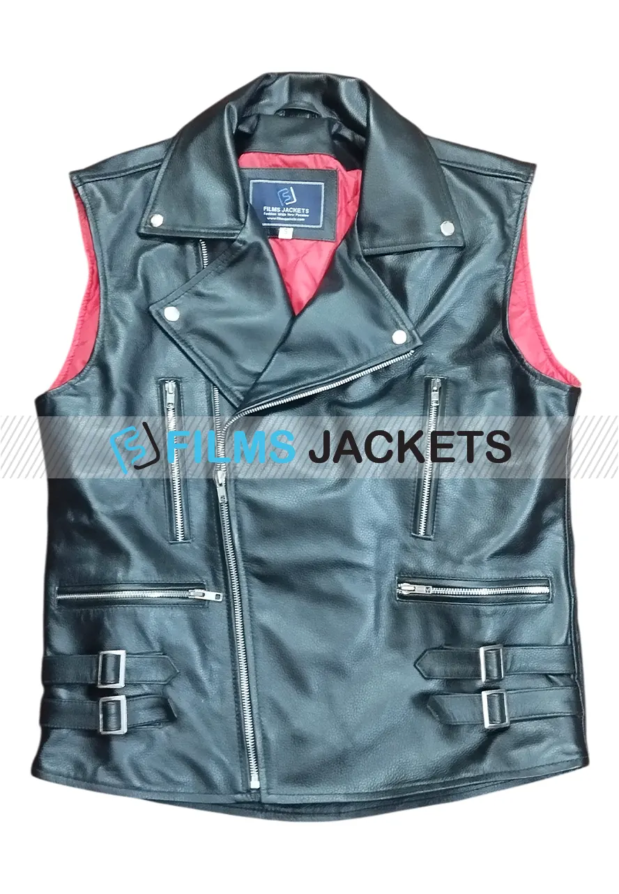 Men's MC Club Black Leather Straight To Hell Vest mens mc club black leather vest