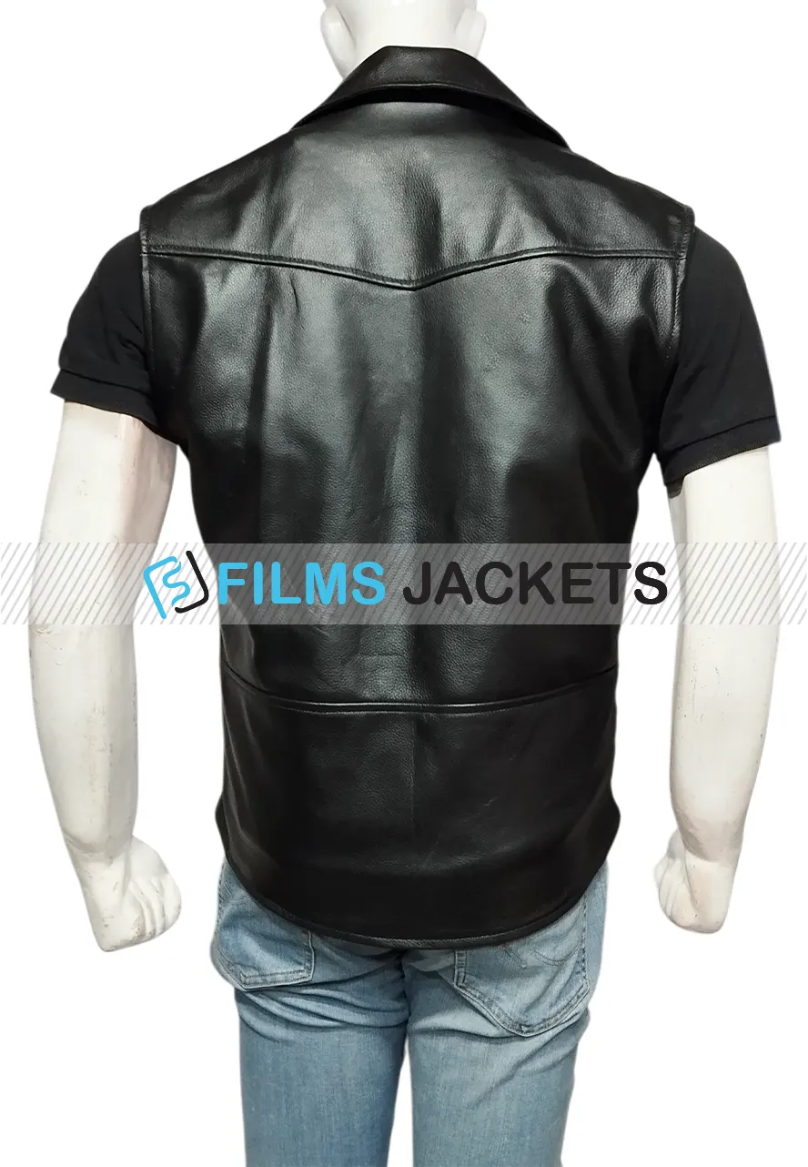 Men's MC Club Black Leather Straight To Hell Vest mens mc club straight to hel vest