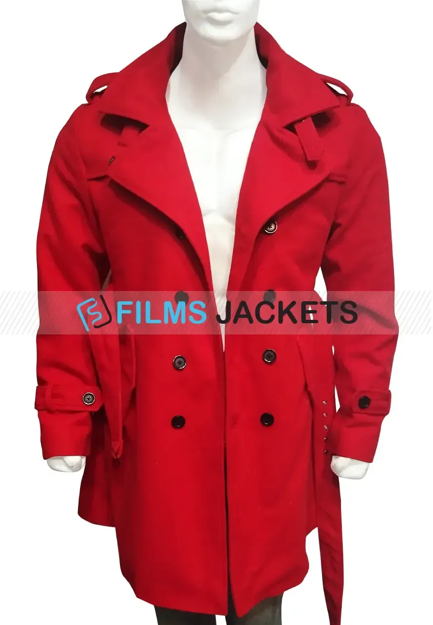 Men's Double Breasted Street Wear Coat mens street-wear double breasted red coat