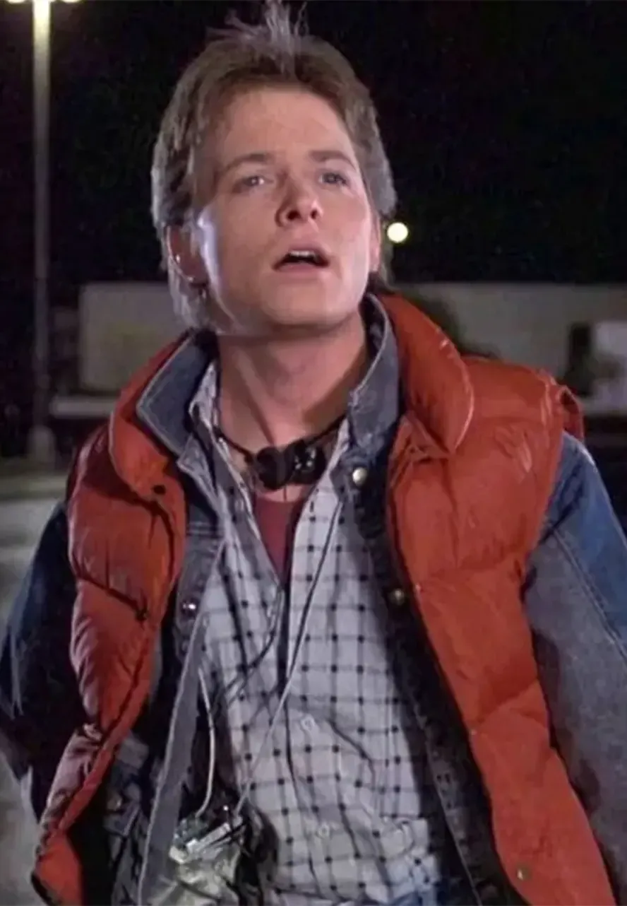 Marty Mcfly Back To The Future Puffer Vest michael j fox red vest
