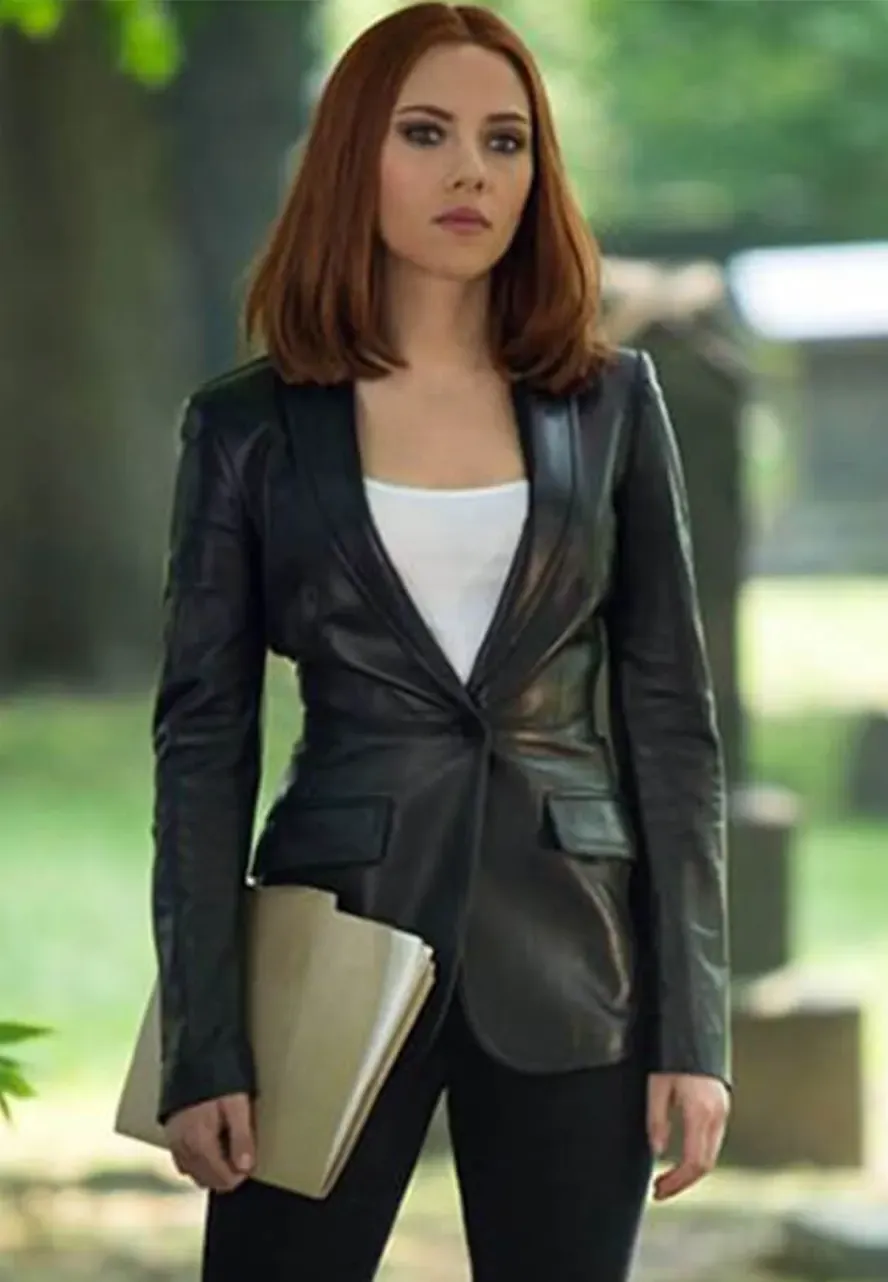 Captain America The Winter Soldier Natasha Romanoff Leather Blazer natasha romanoff blazer