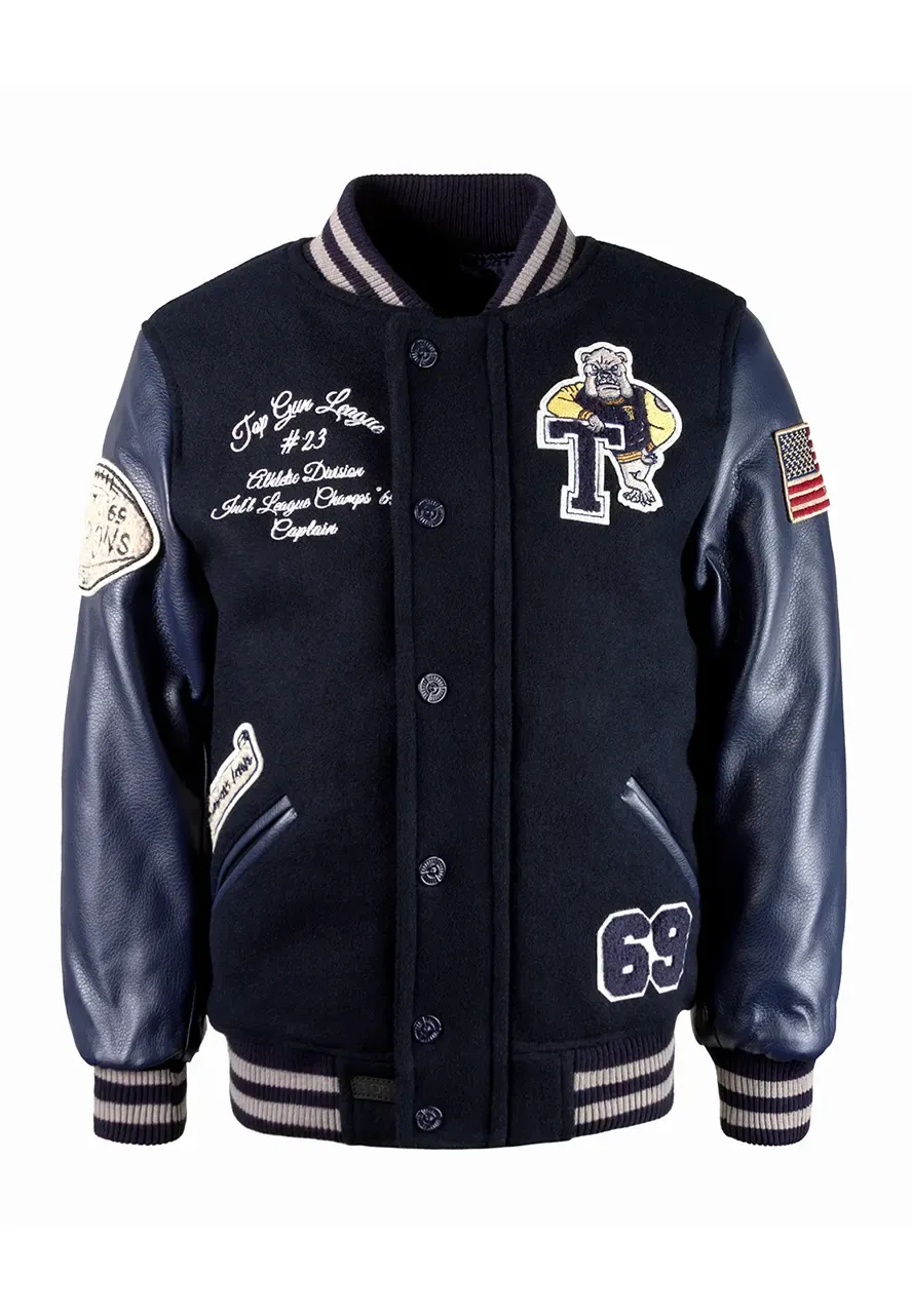 Top Gun Bulldog Varsity Jacket navy bulldog varsity jacket