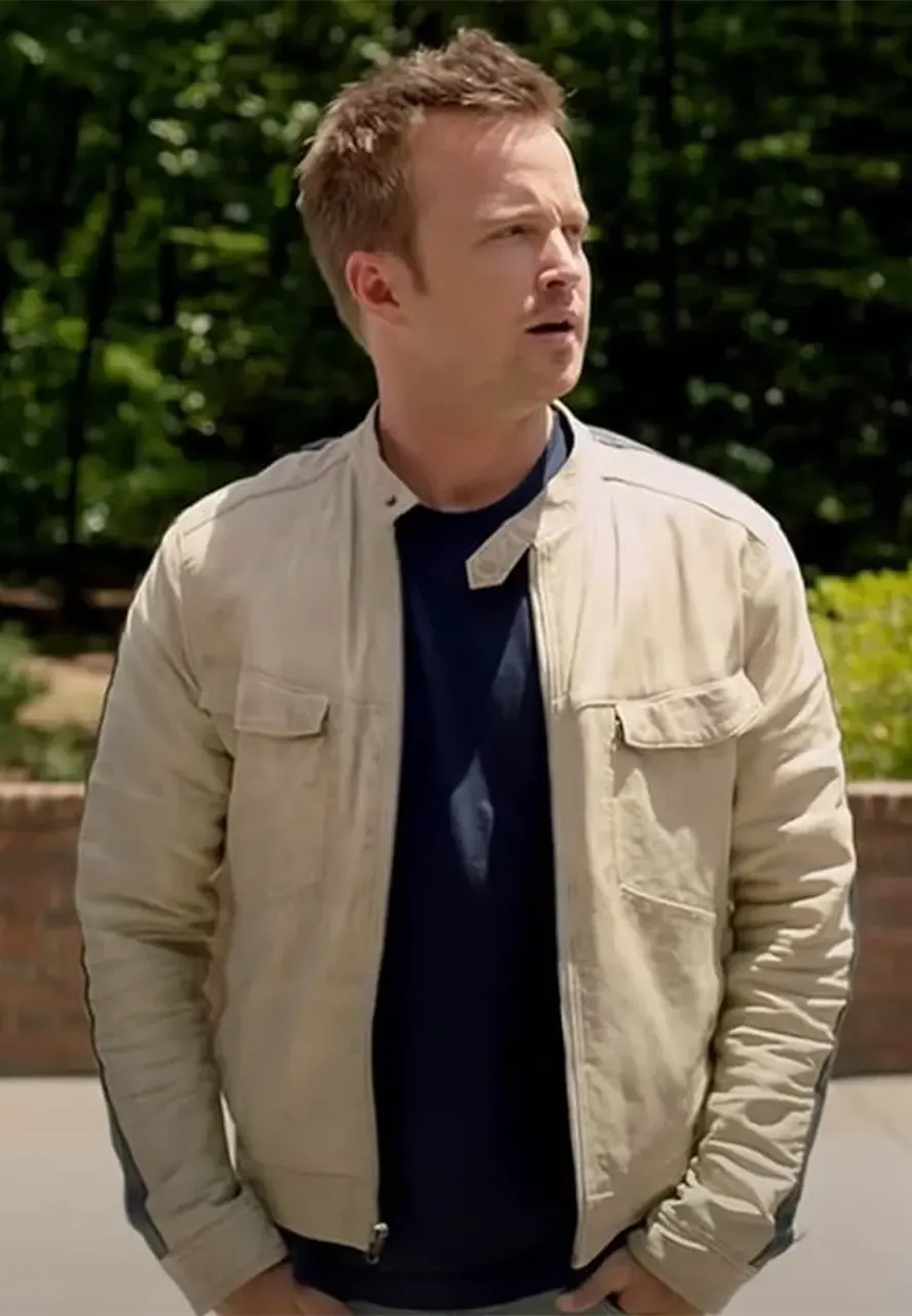 Aaron Paul Need for Speed White Leather Jacket need for speed white jacket