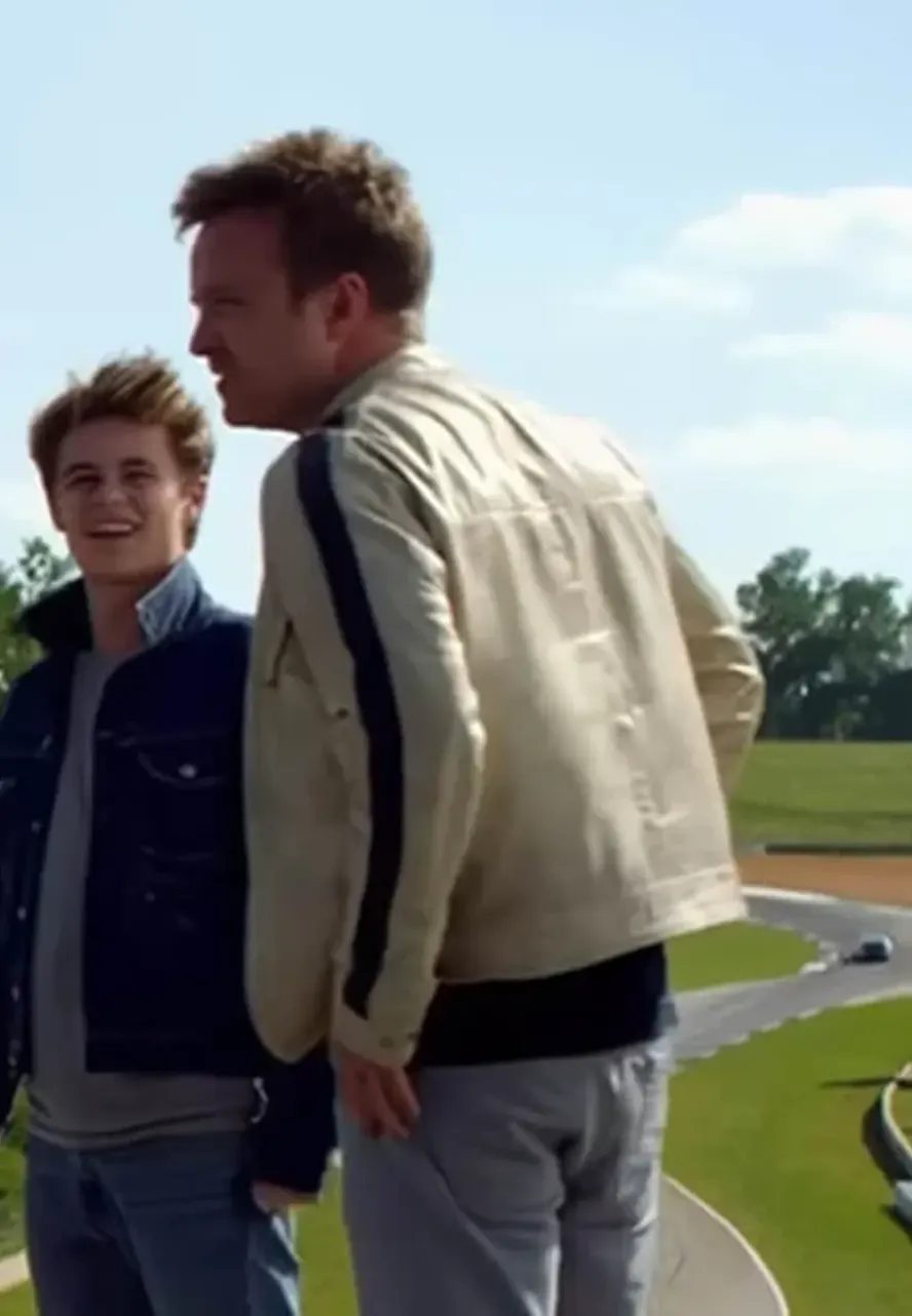 Aaron Paul Need for Speed White Leather Jacket need for speed white leather jacket