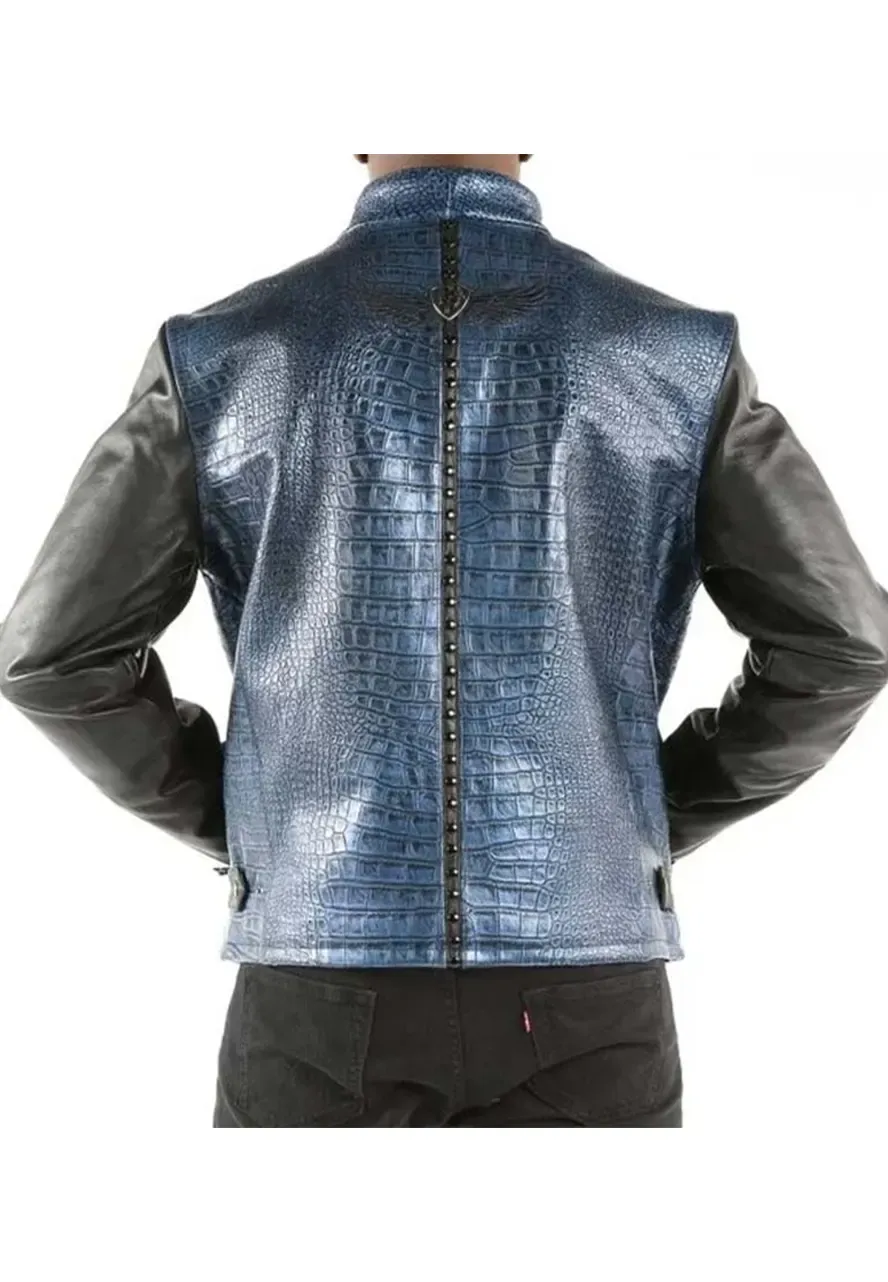 Pelle Pelle China Collar Blue Leather Jacket pelle pelle china collar biker blue jacket