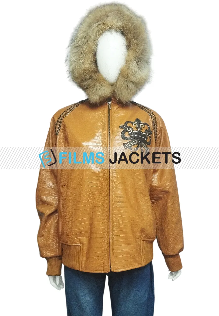 Womens Pelle Pelle Vintage Hooded Brown Jacket pelle pelle womens vintage hooded leather jacket
