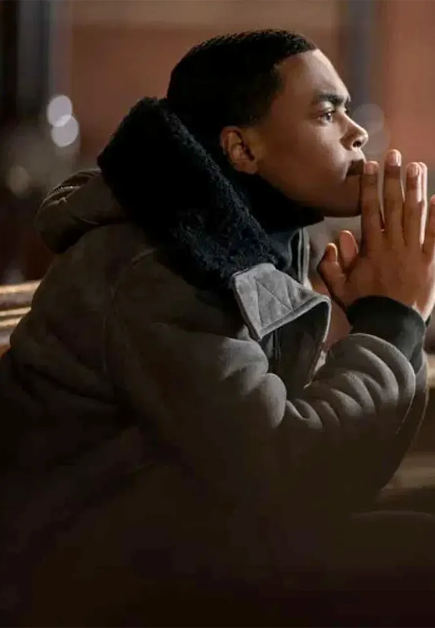 Power Book II Michael Rainey Jr Shearling Hooded Jacket power book ii tariq st patrick jacket