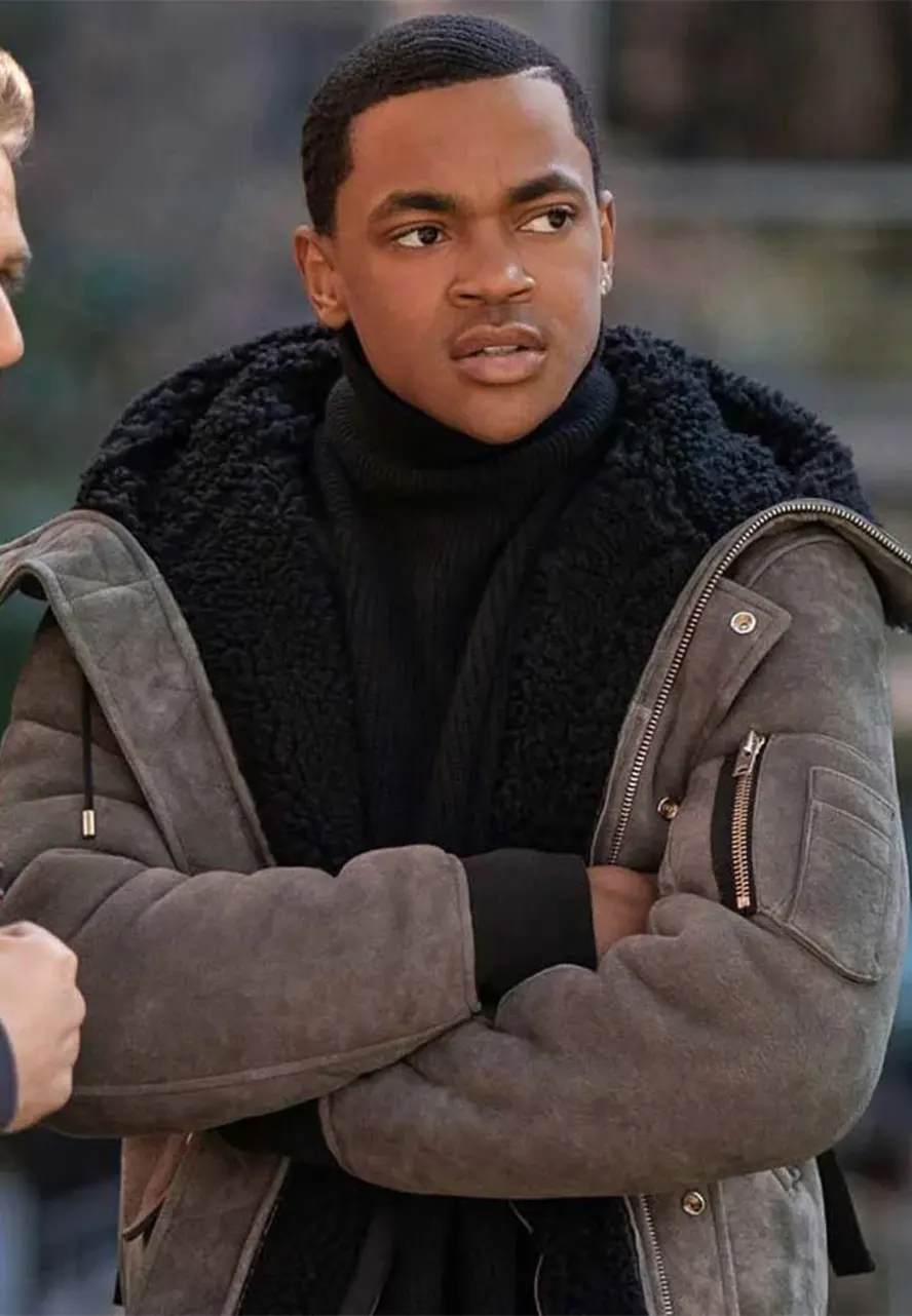 Power Book II Michael Rainey Jr Shearling Hooded Jacket tariq st patrick shearling jacket