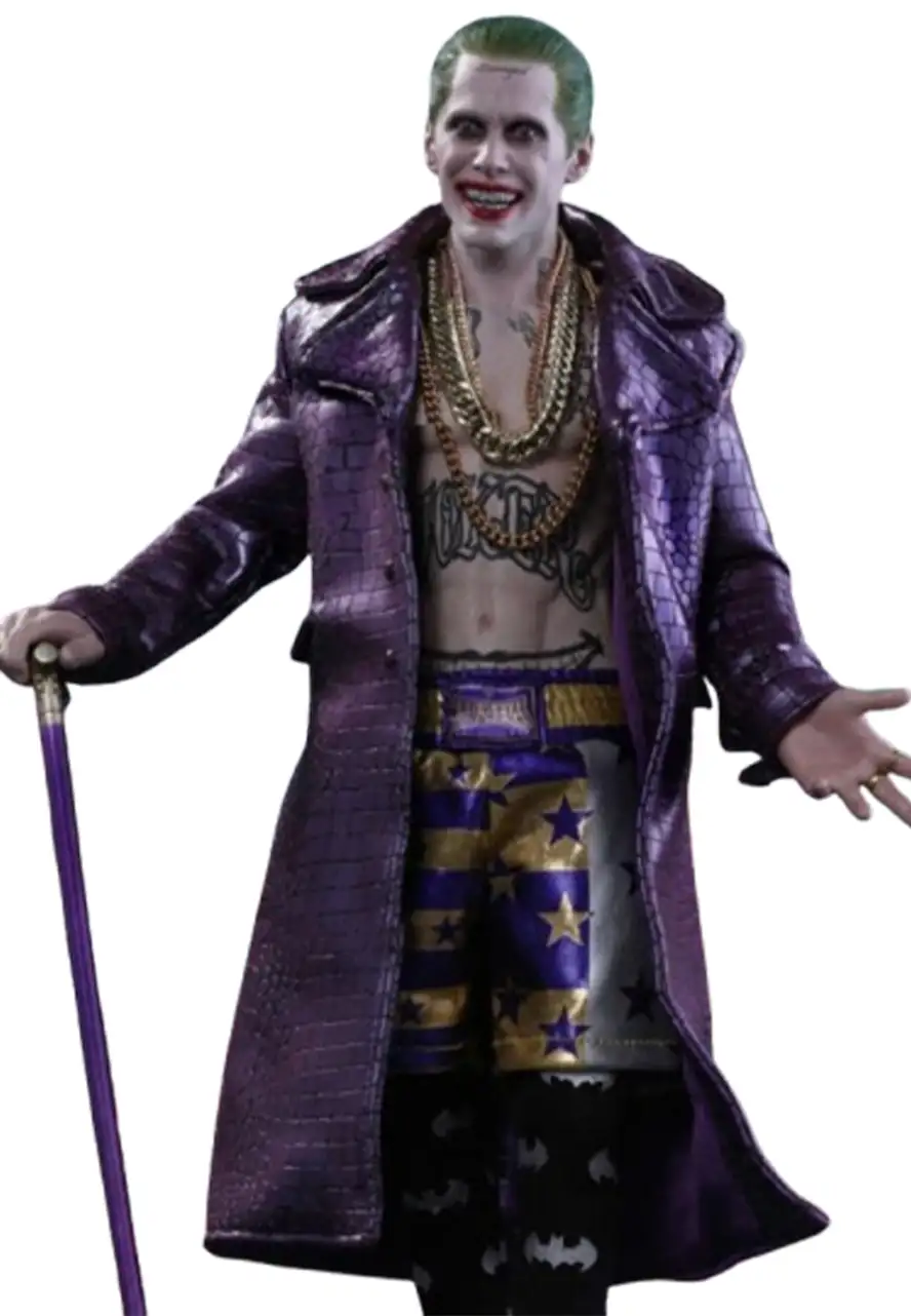 Suicide Squad Joker Purple Leather Coat purple joker trench coat