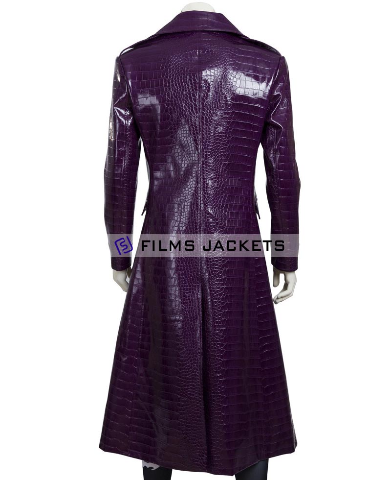 Suicide Squad Joker Purple Leather Coat purple leather trench coat mens