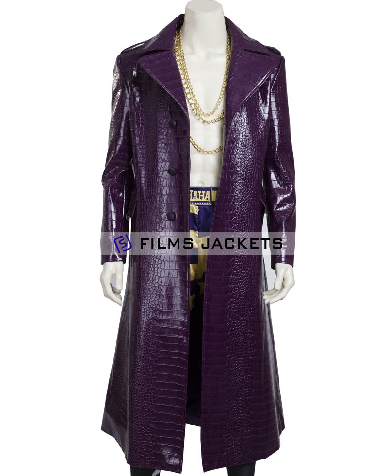 Suicide Squad Joker Purple Leather Coat purple leather trench coat