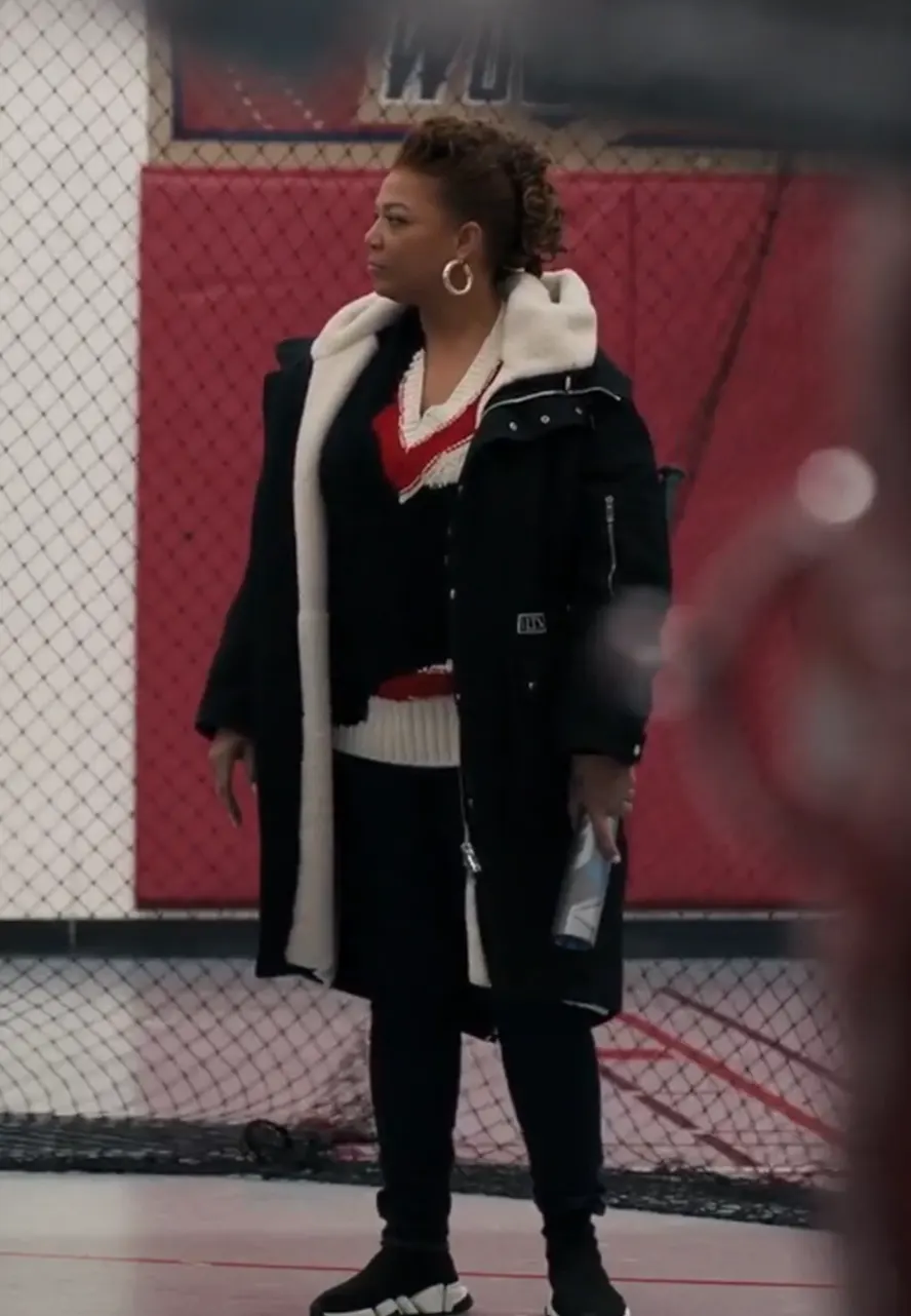 The Equalizer Queen Latifah Black Cotton Shearling Coat queen latifah black shearling coat