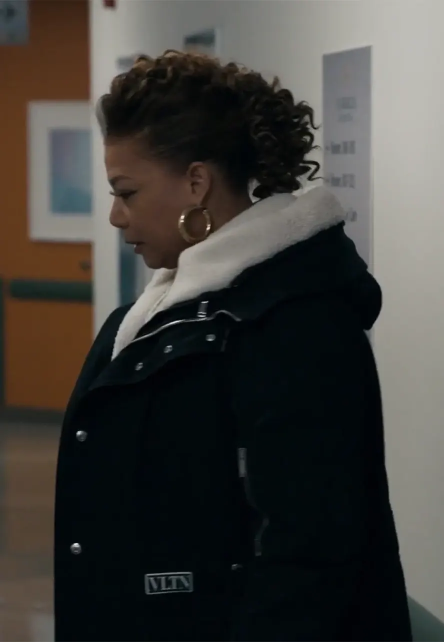 The Equalizer Queen Latifah Black Cotton Shearling Coat queen latifah shearling coat